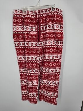 Sleep Sense Red and White Fair Isle Flannel Pajama Pants XL